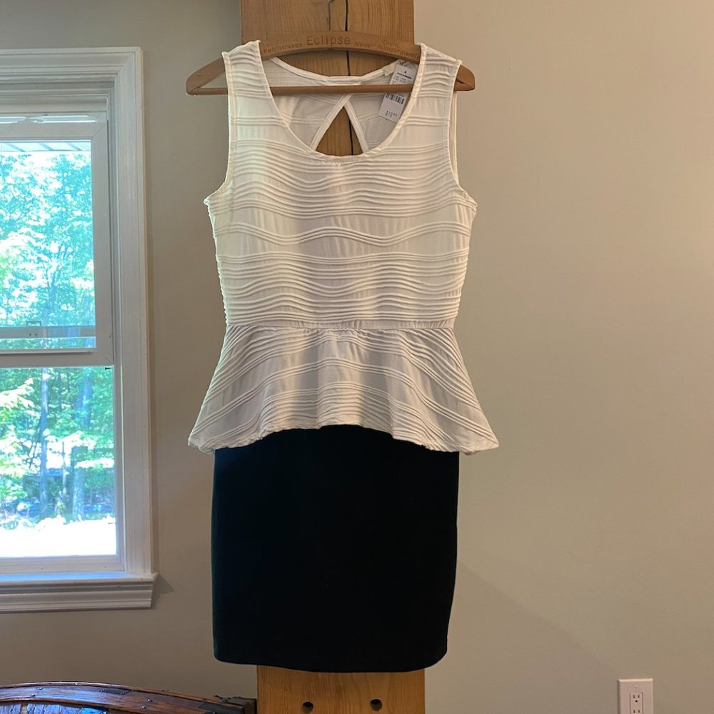 Semi formal, white, and black dress